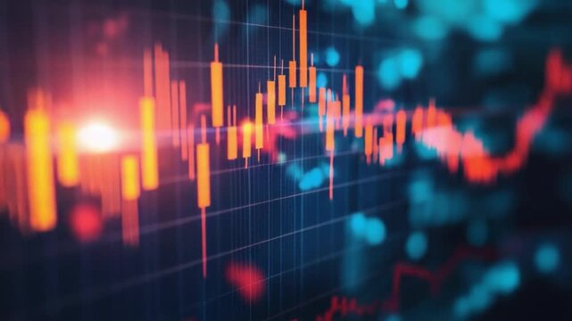 Stock Market's Fluctuations: Abstract financial data visuals, indicating market trends, with color-coded patterns that reflect business analysis in high definition.