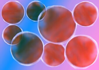 Abstract colorful circles with soft edges on a gradient background  