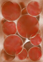 Abstract illustration of red circles on a textured background  