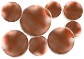 Abstract brown circles resembling cells in varied sizes  