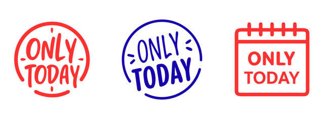 Minimal 'Only Today' Badges Collection | Sale, Promotion, Discount Labels & Special Offer Badges for Retail