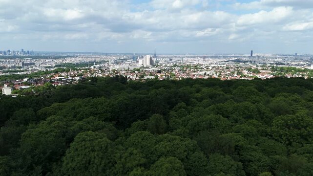 Chateau Saint-Philippe and Campus in Meudon with Paris Skyline, Aerial View