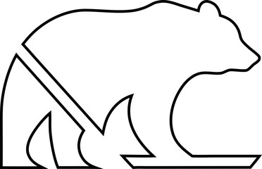 Bear icon in line art style, vector outline walking or standing, clean white background, perfect for outdoor and animal logo design.