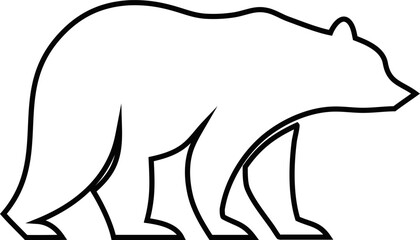 Simple black bear outline, standing or walking, isolated on a clean white background, ideal for vector art or tattoos.