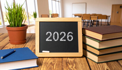 happy new year 2026 written on blackboard