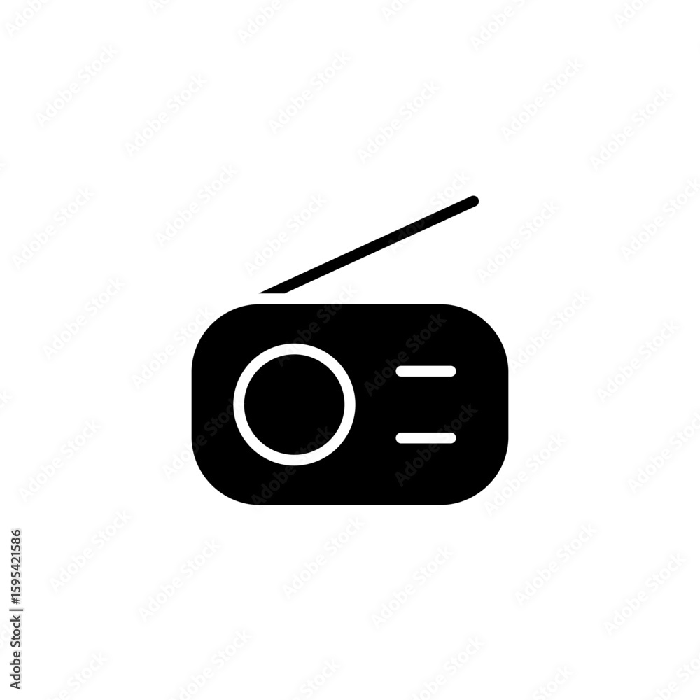 Poster radio icon is designed in a visually appealing and easily recognizable style. it’s suitable for vari