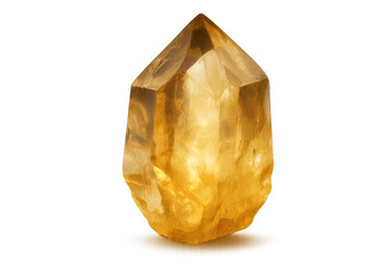 Glowing citrine crystal point isolated on transparent background, showcasing its natural beauty and clarity