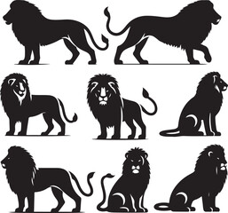 Lion vector silhouette set 