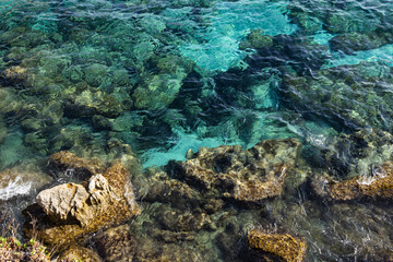 Obraz premium The bottom of the rocky sea at Cavo Greko