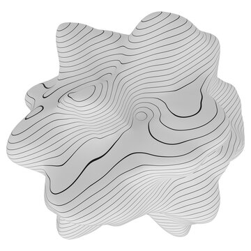 Monochrome 3D Organic Shapes &ndash; Black and White Abstract Forms with Striped Topographic Lines and Smooth Fluid Surfaces in Artistic Minimalist Sculptures
