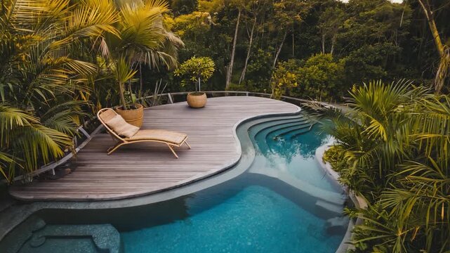 tropical forest hotel luxury nature compatible pool overhead view video
