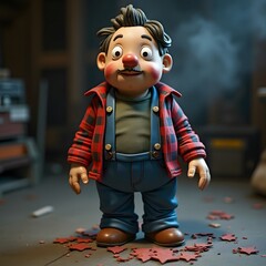 Personaje de dibujos animados hillbilly de pie con una sonrisa de alegría y felicidad.