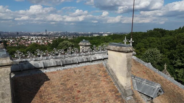 Chateau Saint-Philippe and Campus in Meudon with Paris Skyline, Aerial View