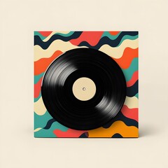 Retro Vinyl Record on Abstract Background: Music Nostalgia