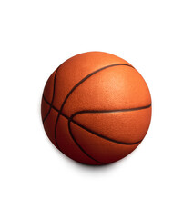 Realistic 3D render of a basketball in Blender style with textured surface and detailed seams, isolated PNG on transparent background for sports visuals and athletic designs