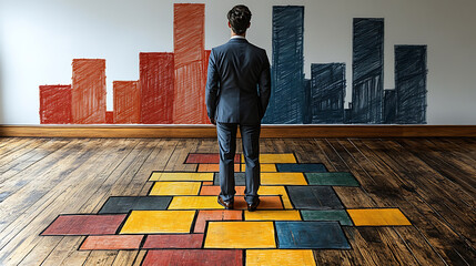 Businessman Facing Strategic Choices Charting a Path to Success