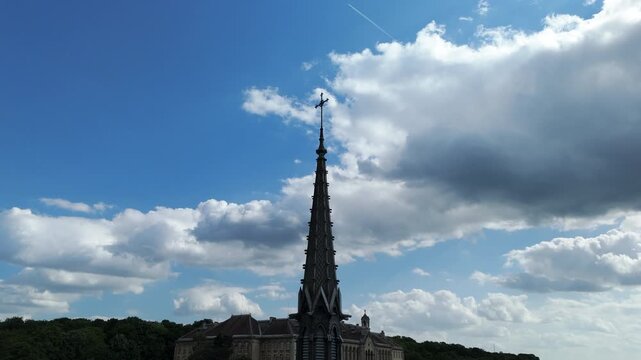 Chateau Saint-Philippe and Campus in Meudon with Paris Skyline, Aerial View