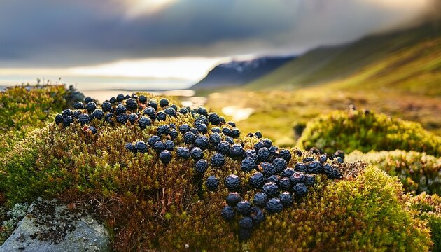 crowberries kraekiber in icelandic a wild black berry that grows all over iceland