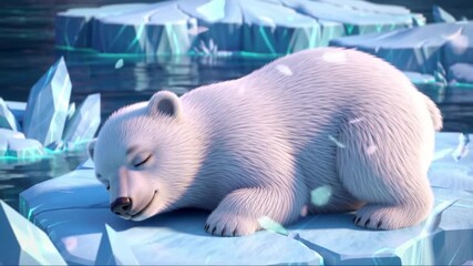 Cute polar bear napping on ice floe - Powered by Adobe