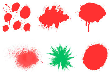 Abstract Red and Green Ink Splatter Paint Set: High-Resolution Digital Graphic Design Elements
