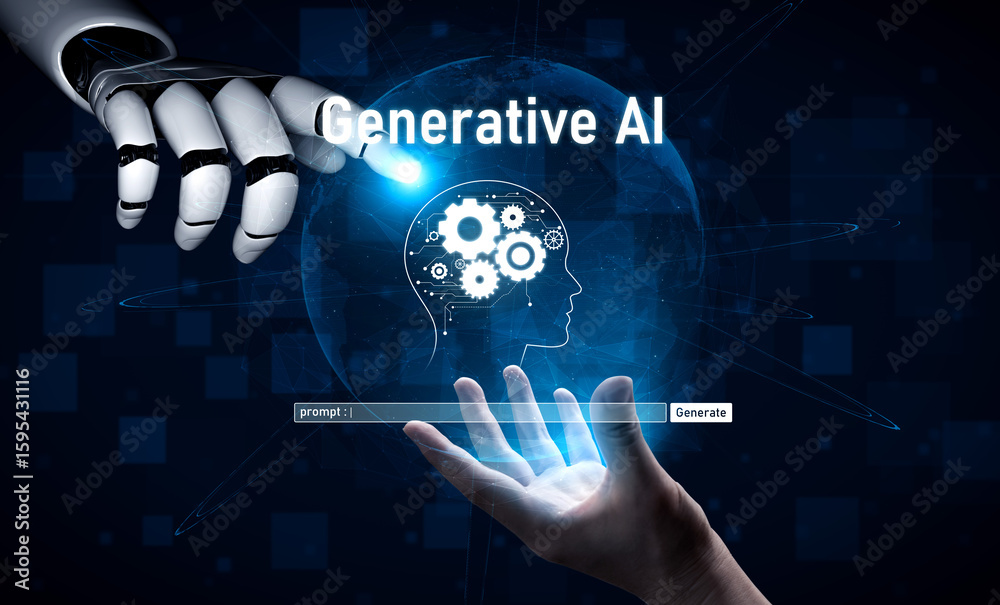 Poster ai assistant brain processor with llm technology, big data, machine learning, generative ai for busi