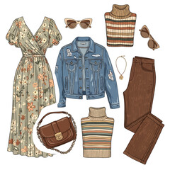 Naklejka premium Trendy Apparel Collection Style, Elegance and Beauty