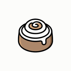 Cinnamon Roll with Icing Illustration for Sweet Bakery and Dessert Concept