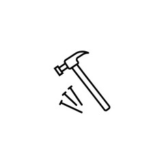 Hammer and Nails Illustration for Carpentry Project and Woodworking Tools