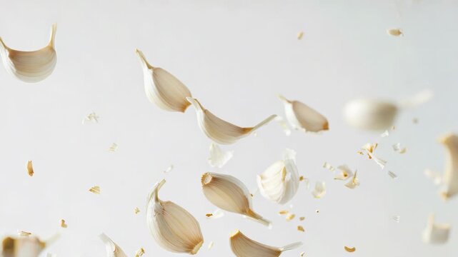 Fresh garlic bulbs in a compact arrangement on a wooden surface