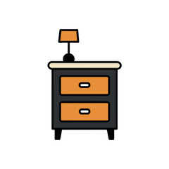 Wooden Nightstand with Drawer Illustration for Bedroom Furniture and Decor
