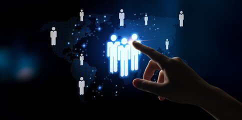 Global human network and workforce distribution highlight human, network, and global presence through digital connection and team coordination Latch