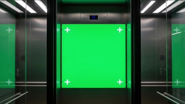 Green screen elevator interior mockup