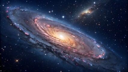 Obraz premium Spectacular spiral galaxy andromeda illuminated by countless stars in deep space