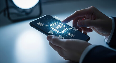 HR Technology on Smartphone: Innovative Human Resources Management App Interface for Recruitment, Talent Acquisition, and Employee Management Solutions