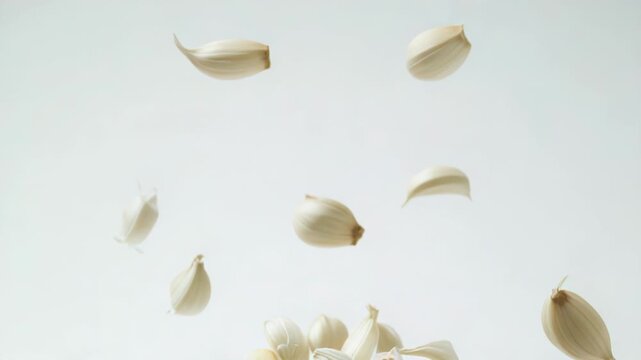 A detailed view of multiple garlic cloves arranged together