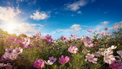 Obraz premium beautiful flowers and the blue sky