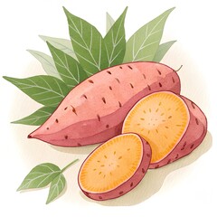 Fresh Organic Sweet Potato Root Vegetables Healthy Food Nutrition Illustration Plant Based Superfood Natural Ingredients Farm Fresh Produce Cooking Kitchen Staples Diet Wellness