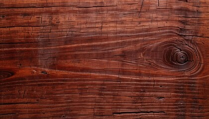 Fototapeta premium African mahogany wood slice macro, reddish-brown warm tone, exotic grain texture.