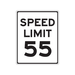 Speed Limit 55 Traffic Sign for Road Safety and Highway Driving Regulations