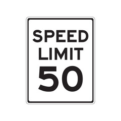Speed Limit 50 Traffic Sign for Road Safety and Highway Driving Regulations