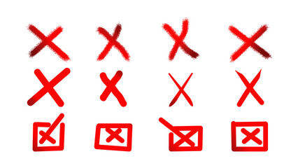 Hand drawn Red X Marks,  Various Styles for Design and Interface