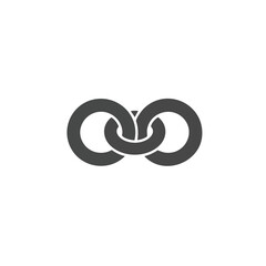 Fototapeta premium Vector illustration of two chain links metal style on white background, connection symbol