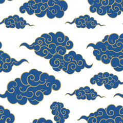 Fototapeta premium Vector illustration of xiangyun cloud pattern decorative on white background, traditional design