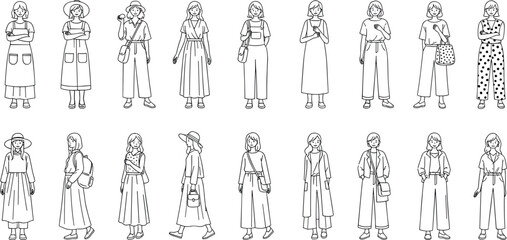 Architectural Drawings, teenager y2k people vector in illustration, Minimal style hand drawn, set elements for architecture design.