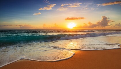 sunset surf tropical beach scene