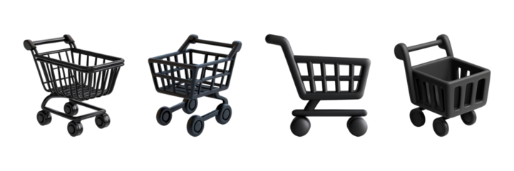 Shopping Cart Icon Set. E-Commerce And Retail Design Collection Isolated On Transparent Background