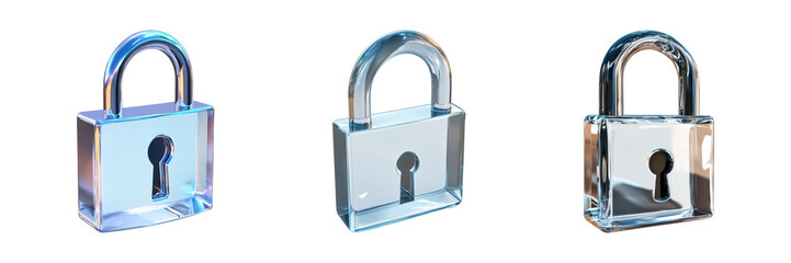 Padlocks Set. Security And Privacy Conceptual Collection Isolated On Transparent Background