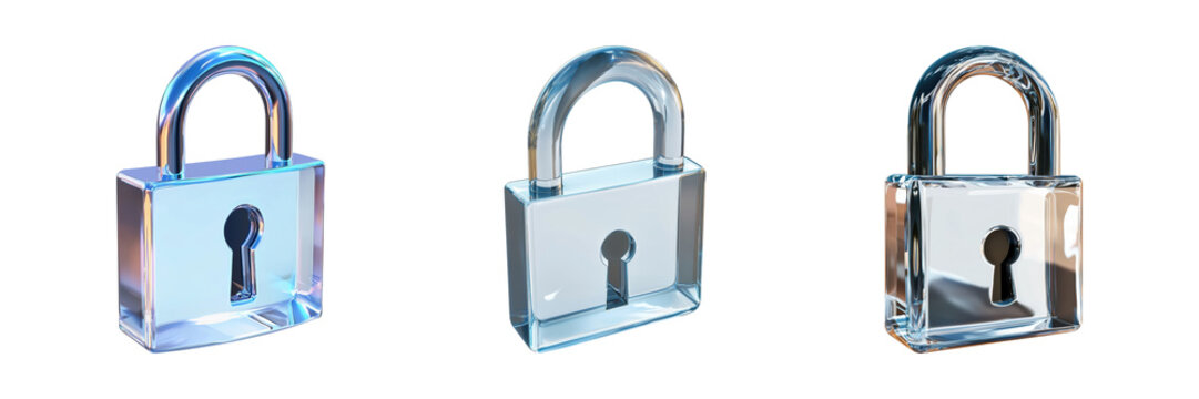 Padlocks Set. Security And Privacy Conceptual Collection Isolated On Transparent Background