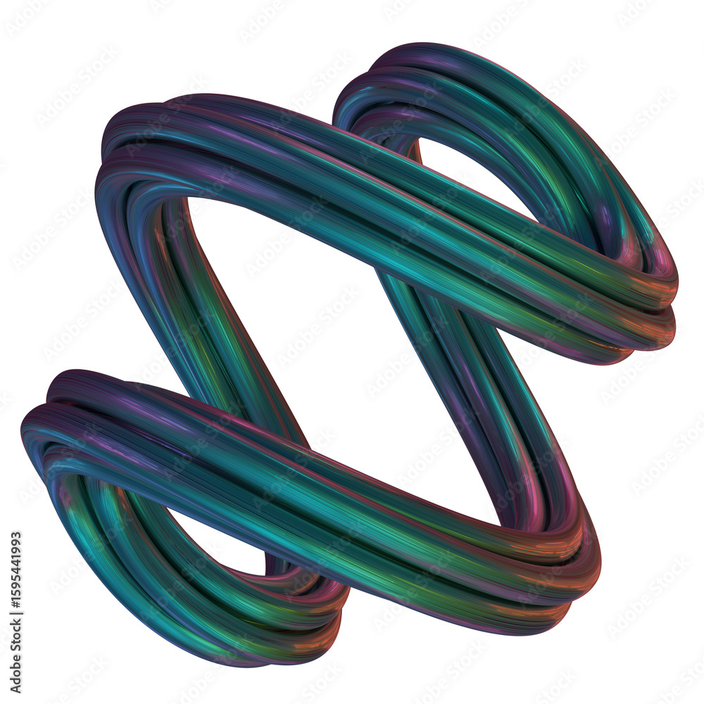 Fototapete twisted - abstract 3d rendering of twisted shapes with vibrant turquoise, magenta, and purple colors