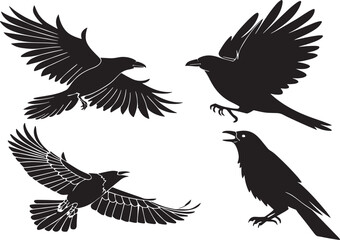 Obraz premium Bird Silhouette Vector Elegant Flying Bird Shape for Logo, Tattoo, and Print Design